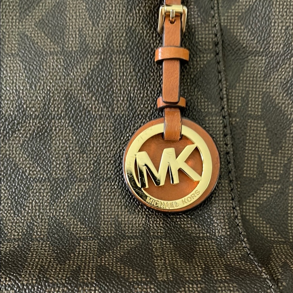 Michael Kors Brown Signature Tote with Gold Accents - Picture 2 of 5